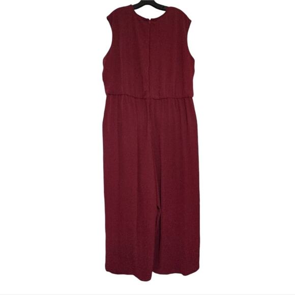 London Times Women's Pleat Neck Rhododendron Wide Leg Jumpsuit Plus Size 22W New - Picture 5 of 13